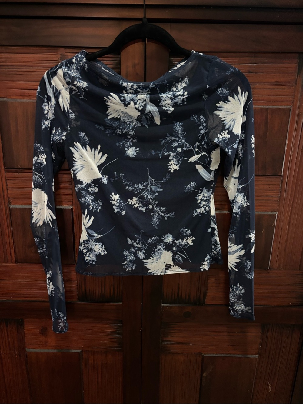 Abercrombie & Fitch Navy Floral Long-Sleeve Top